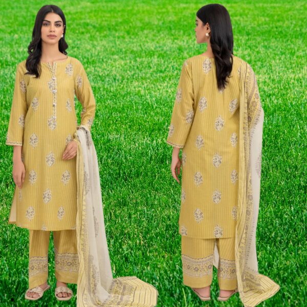 3 Piece Lawn Suit-Paste Print (Unstitched)-Yellow