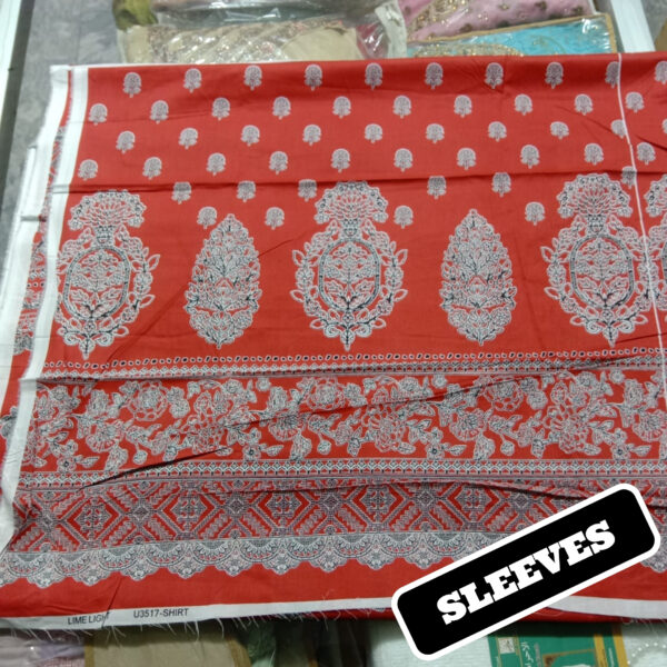 2 Piece Lawn Suit-Printed (Unstitched)-Red - Image 5