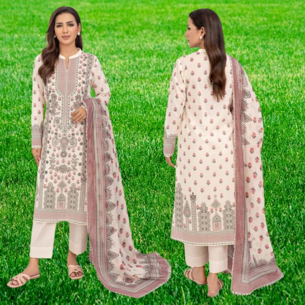 2 Piece Lawn Suit-Printed (Unstitched)-Off White